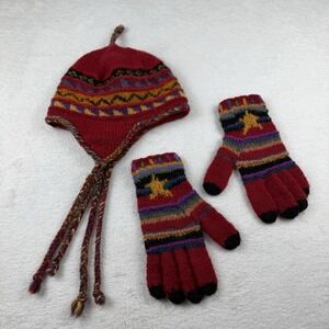 Newari Icelandic Design 100% Wool Beanie & Glove Set